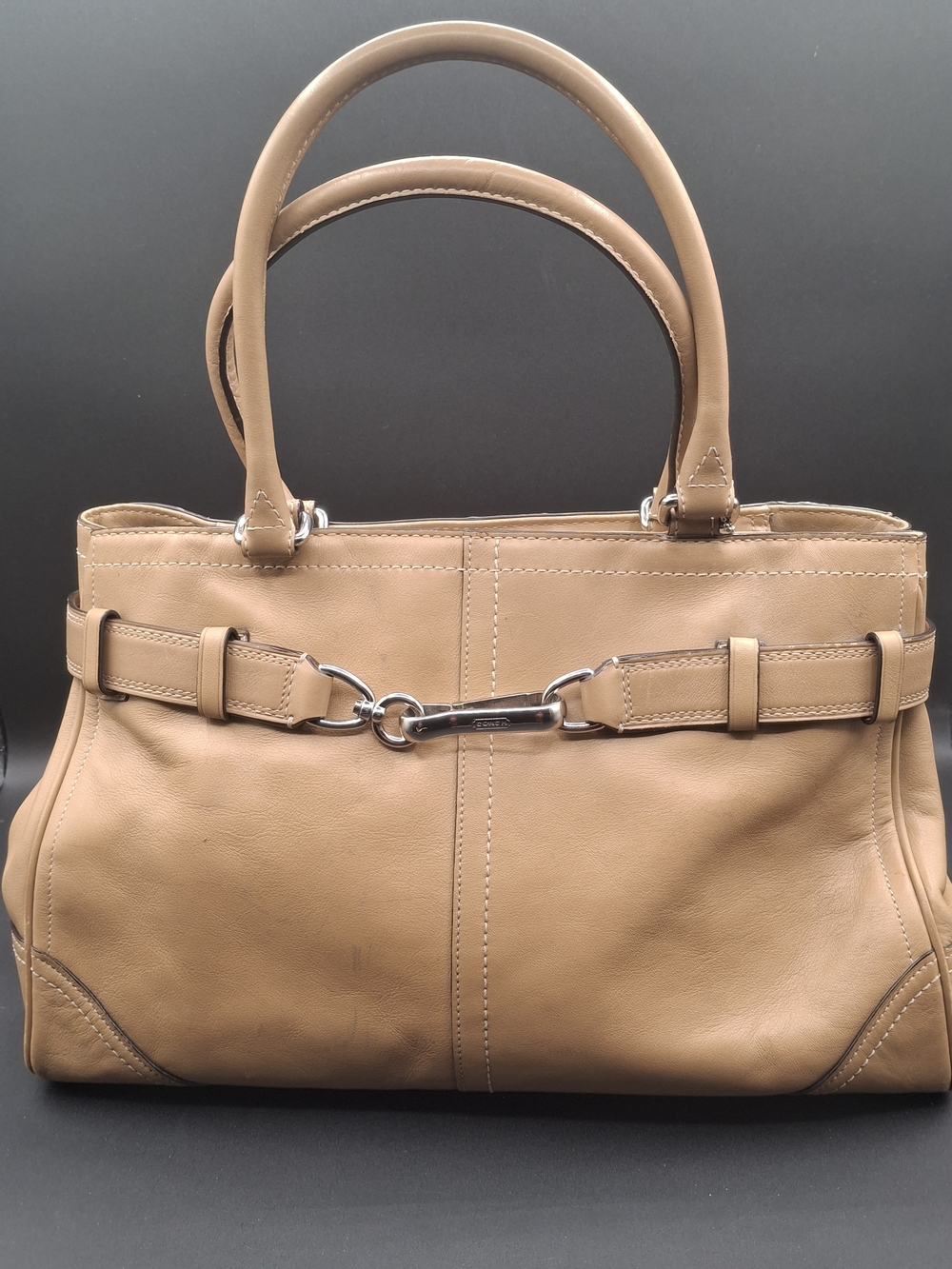Coach Tan Leather Double-Handle Satchel - Coach